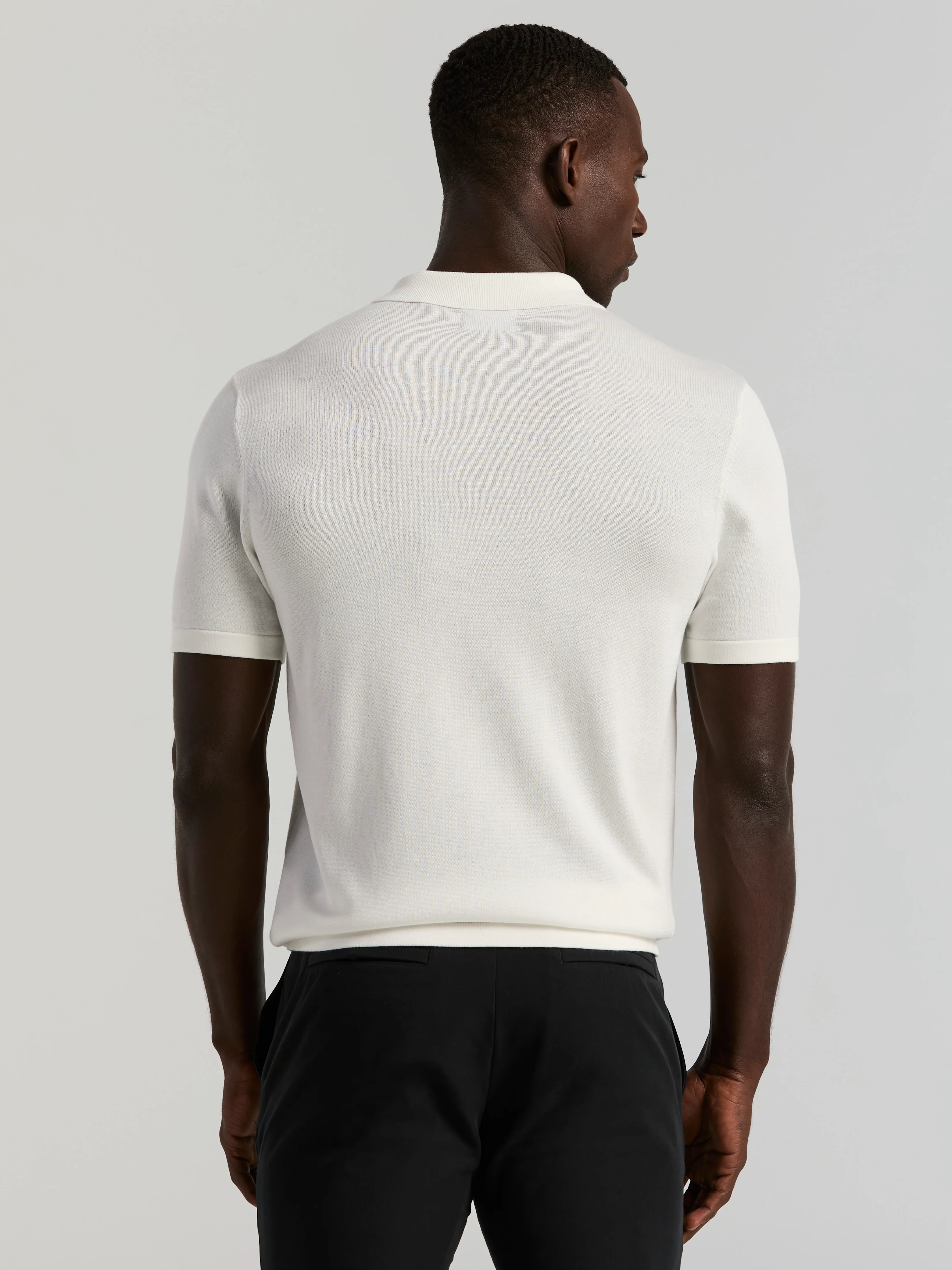 Cotton Modal Striped Zip Sweater Polo - Image 9