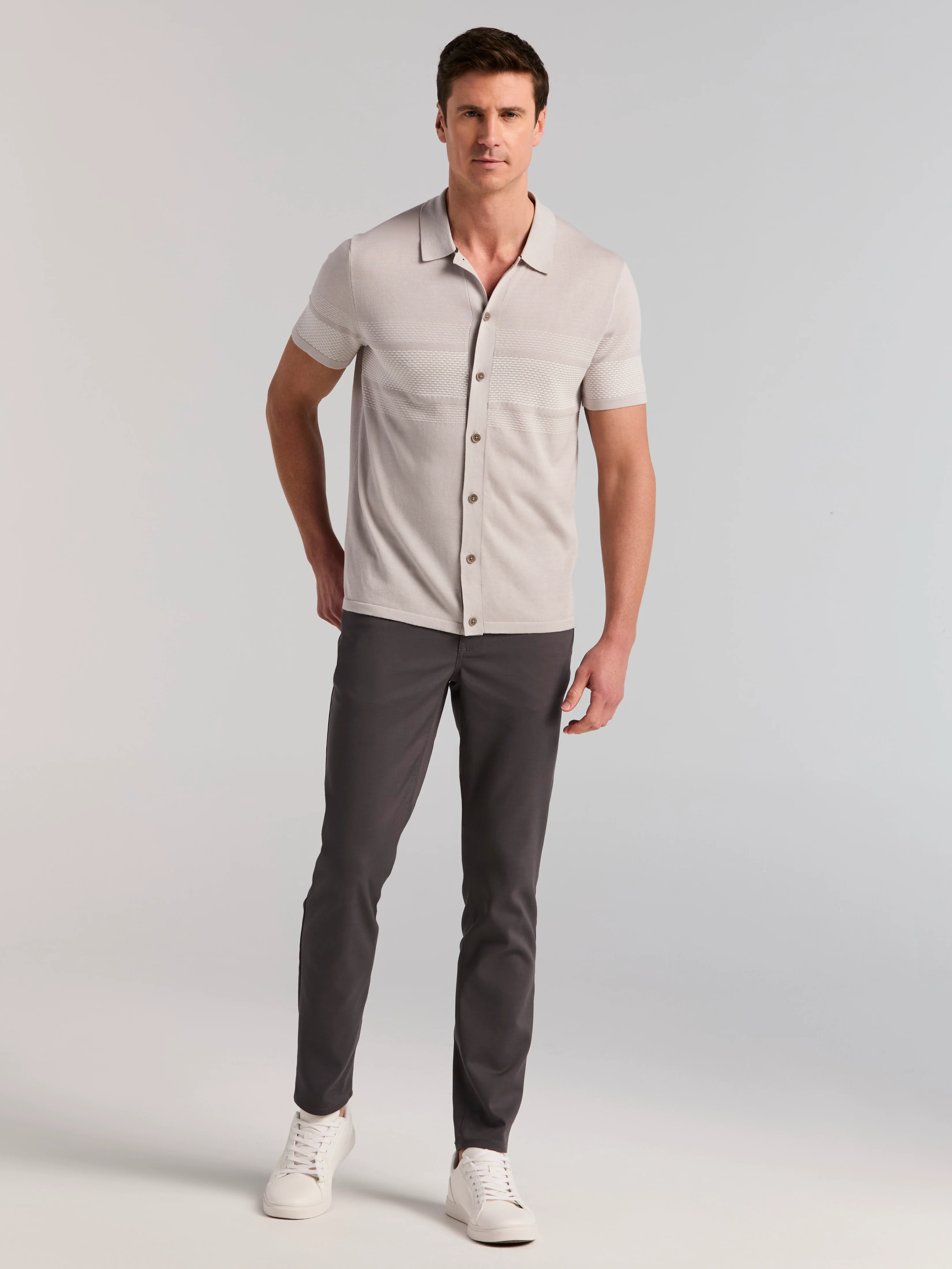 Cotton Modal Textured Button Front Sweater - Image 9