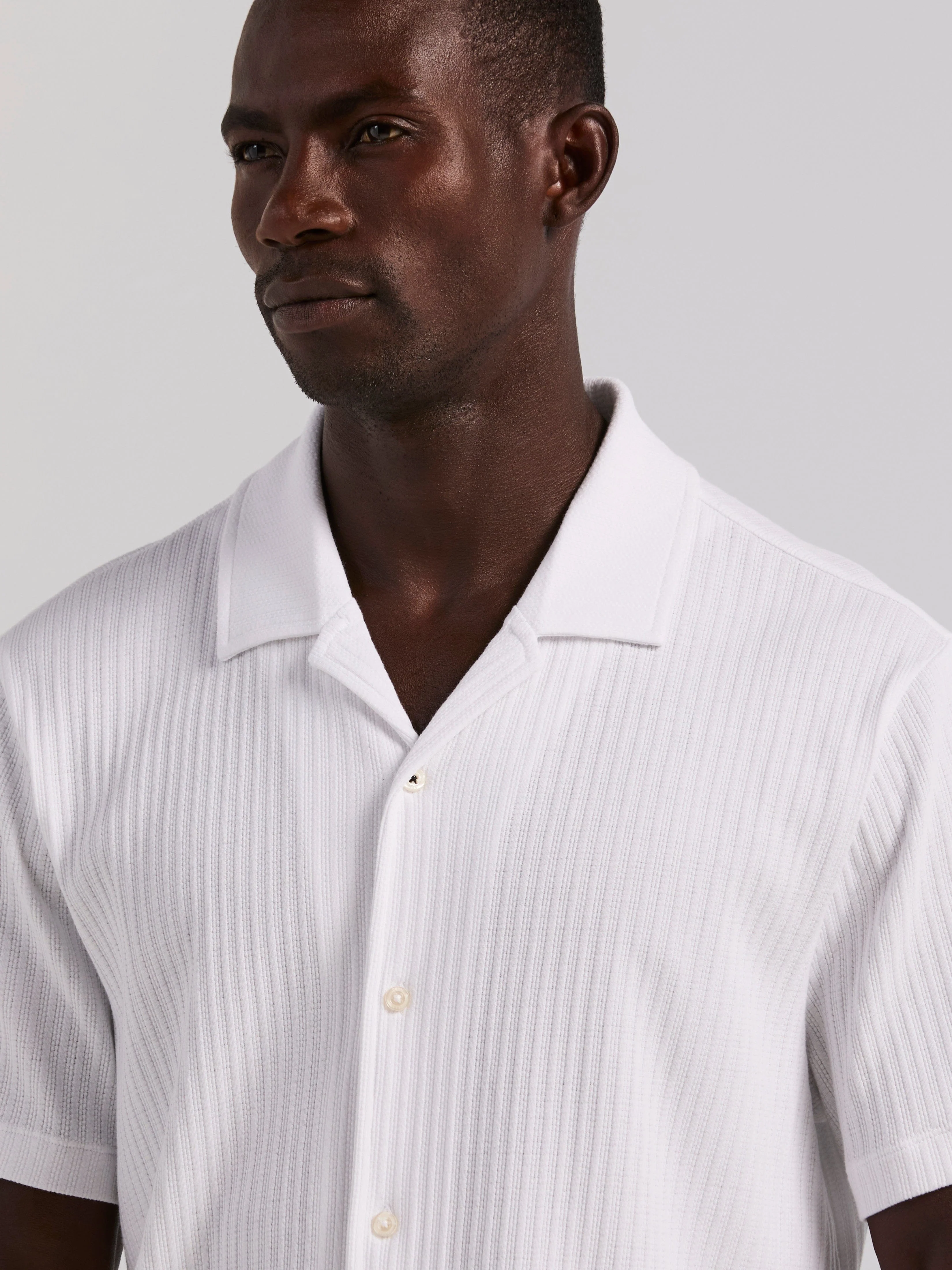 Vertical Stripe Jacquard Button Front Polo - Image 7