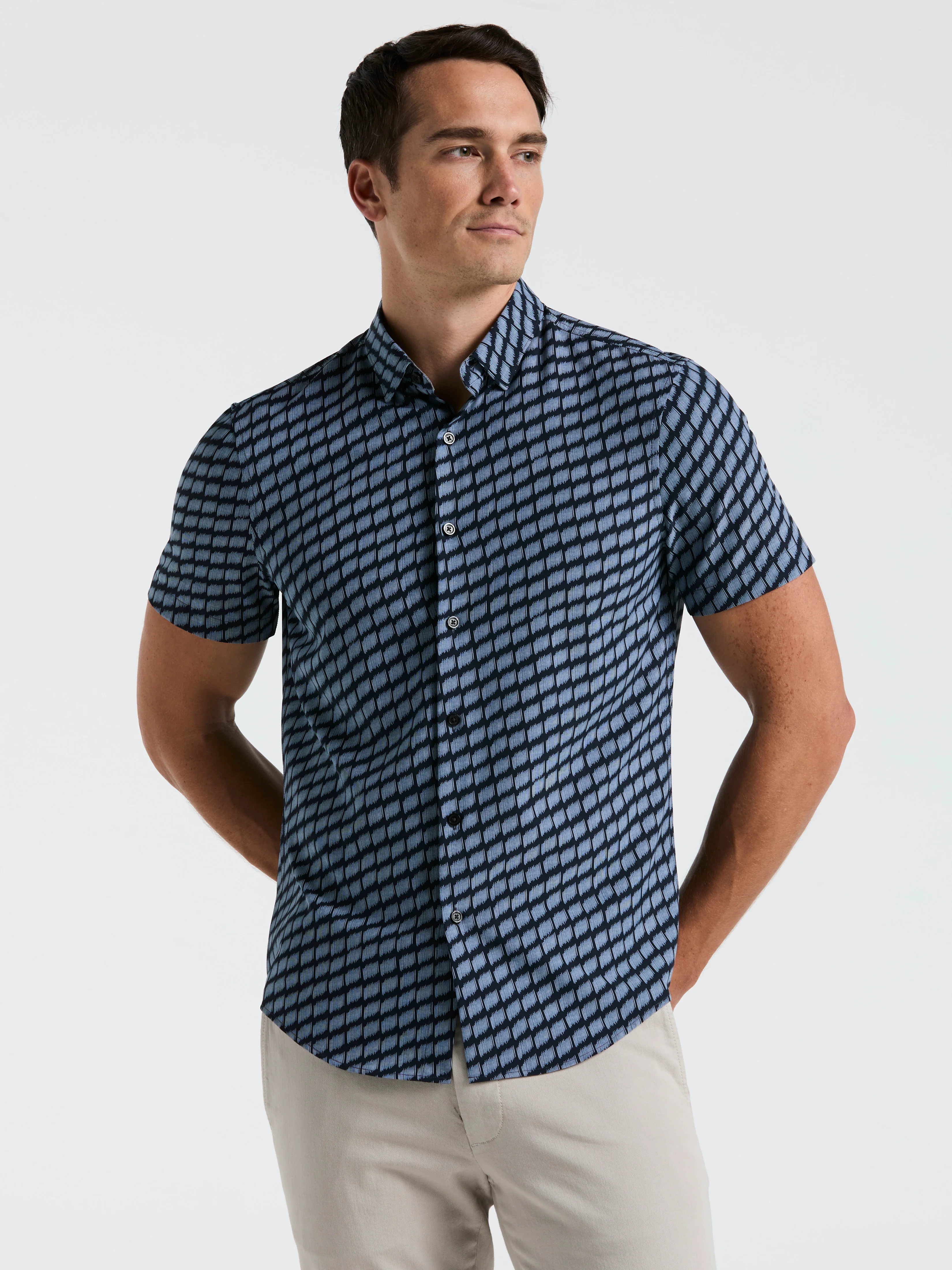 Hash Mark Print Slim Fit Shirt