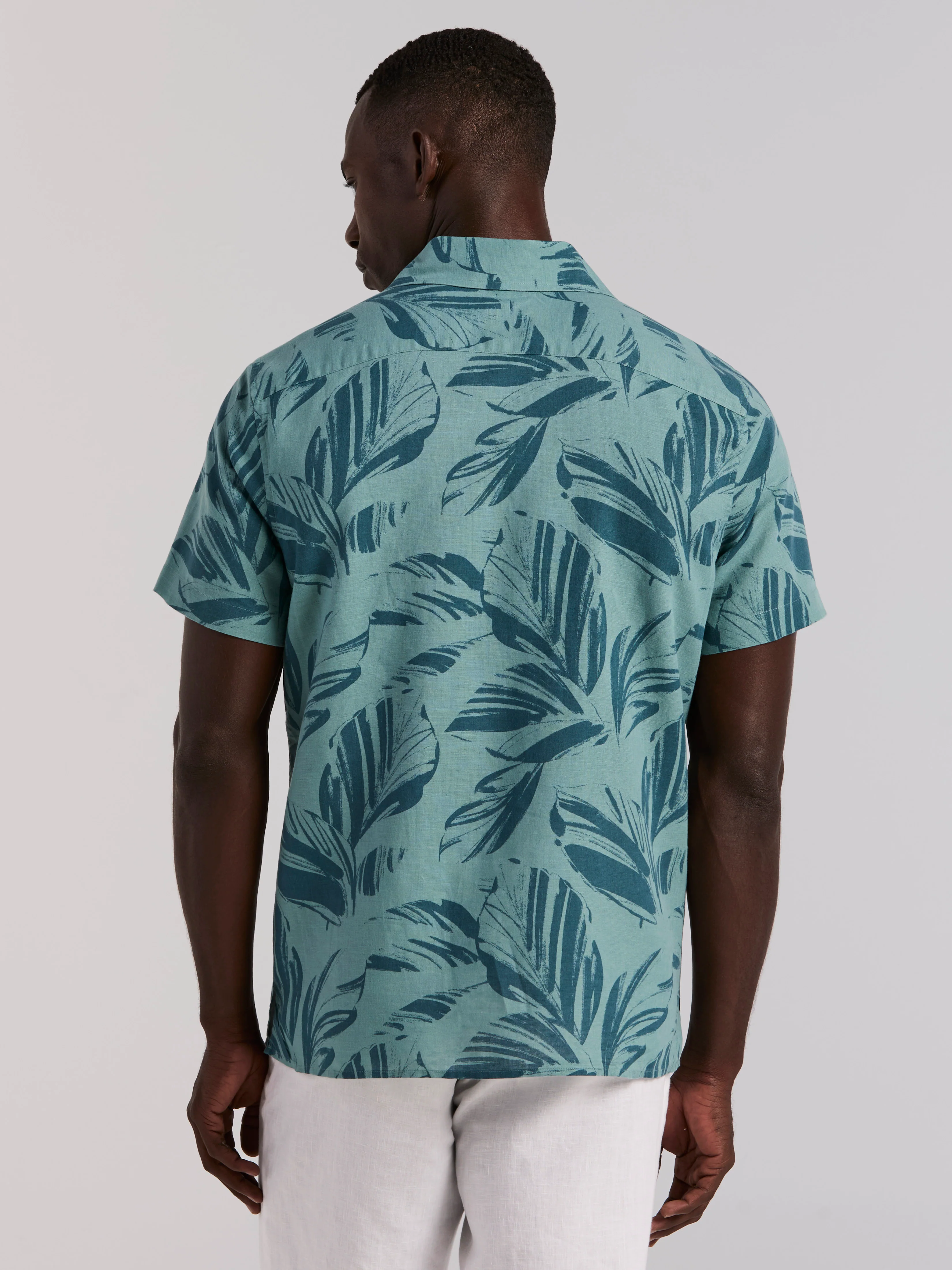 Leaf Print Camp Collar Shirt - Image 7