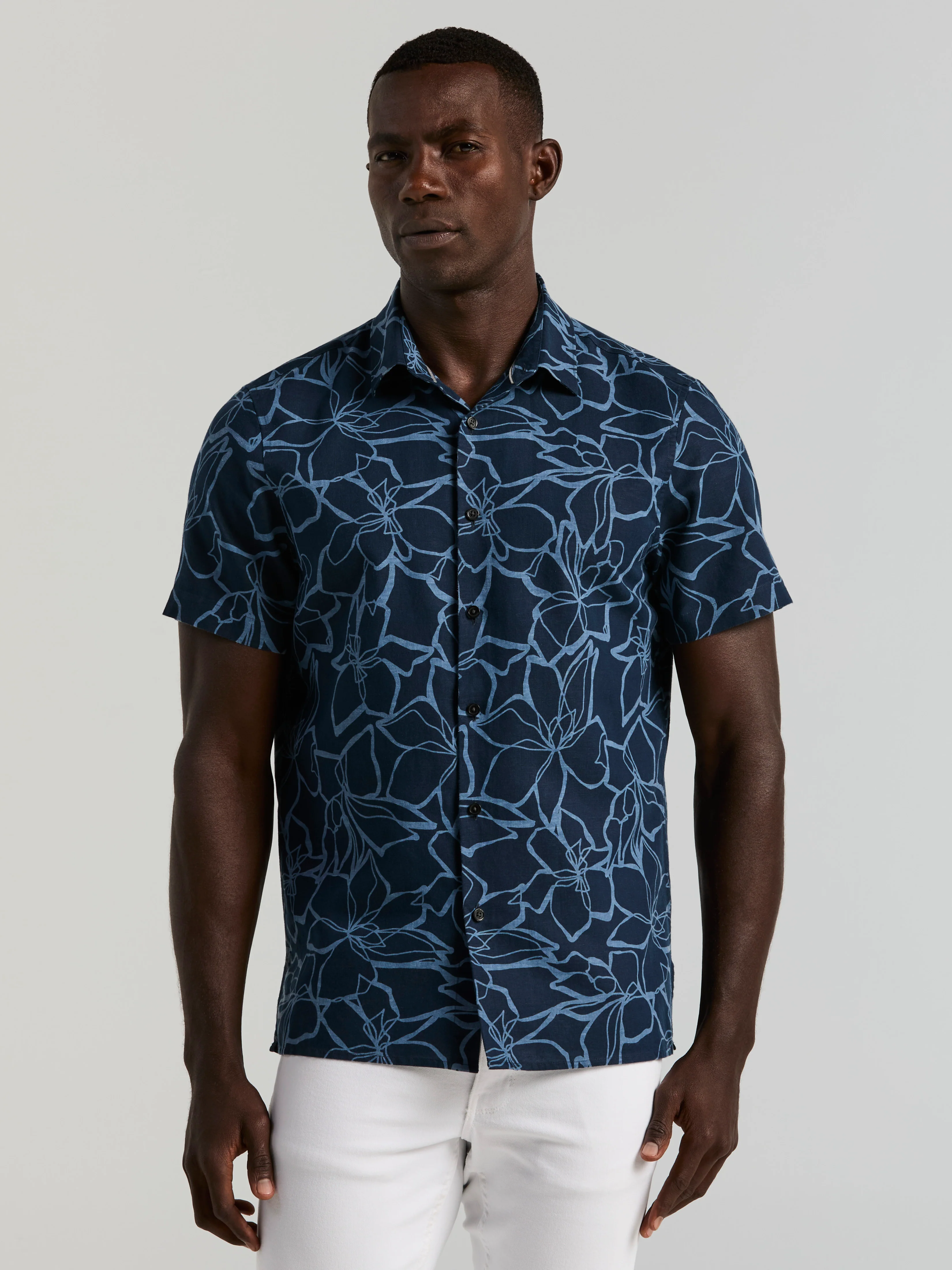 Linen Floral Print Shirt
