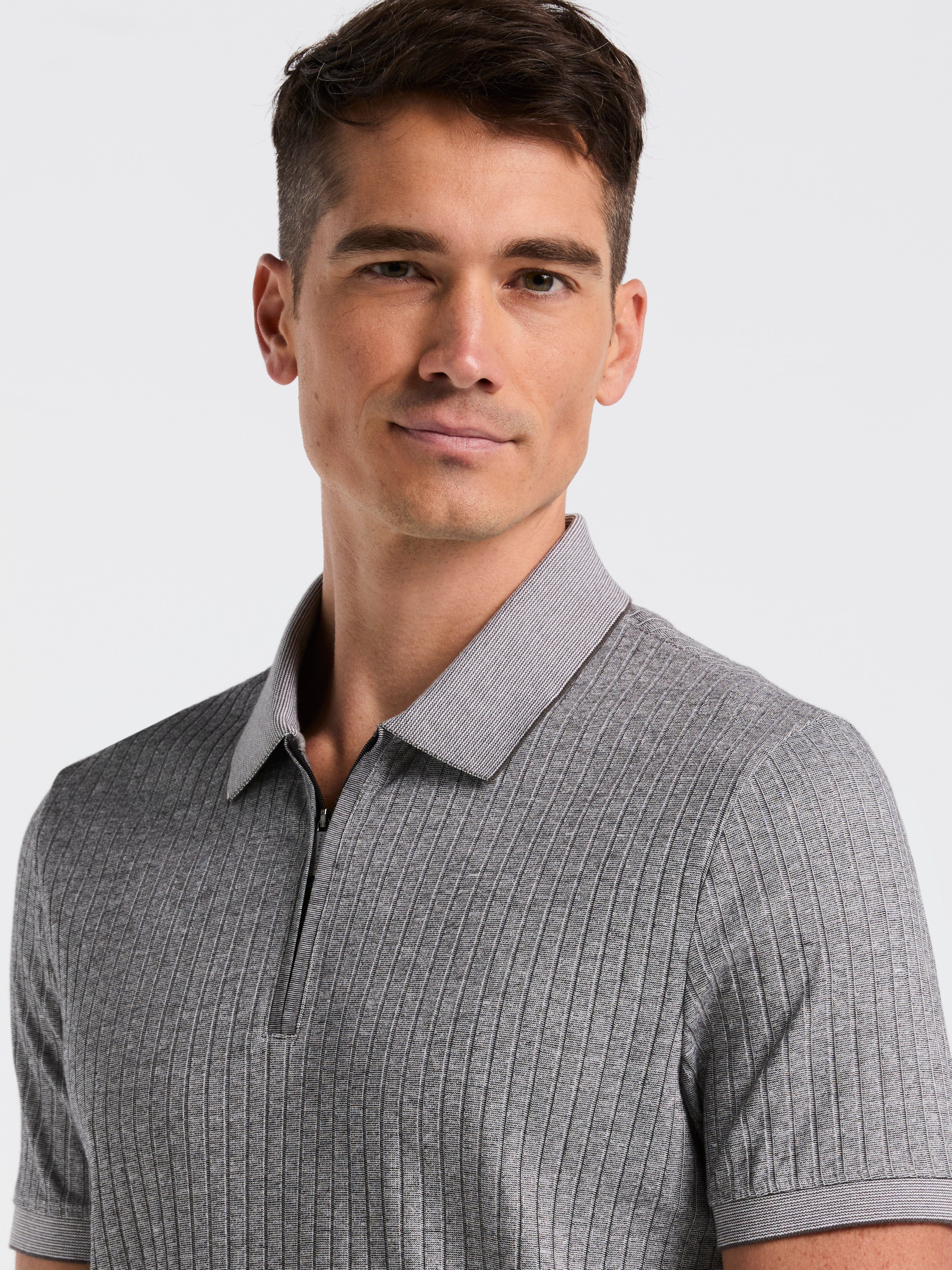 Ribbed Quarter Zip Heathered Polo - Image 8