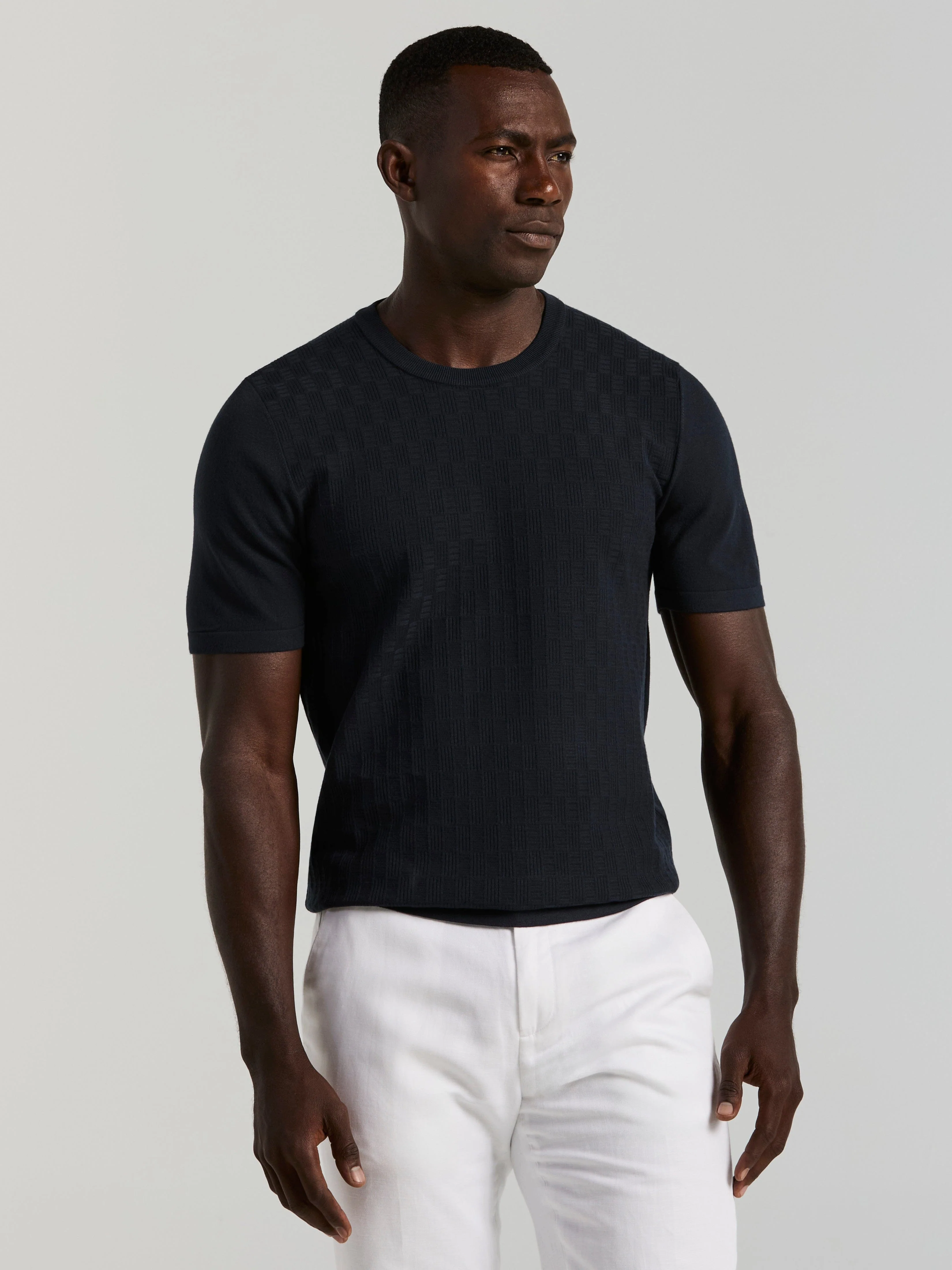 Geometric Textured Sweater Tee - Image 6