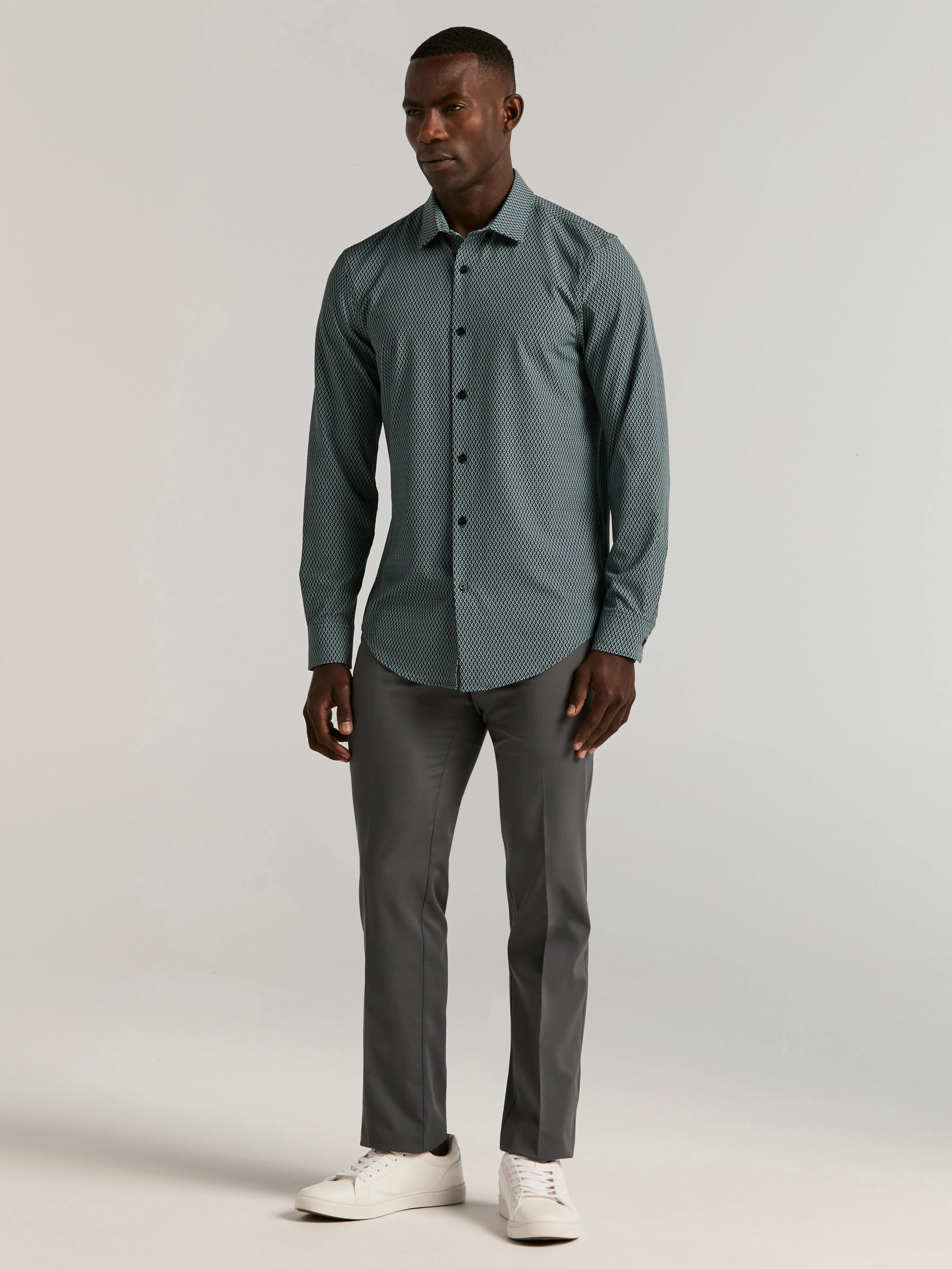 Slim Fit Total Stretch Diamond Geo Print Shirt - Image 5