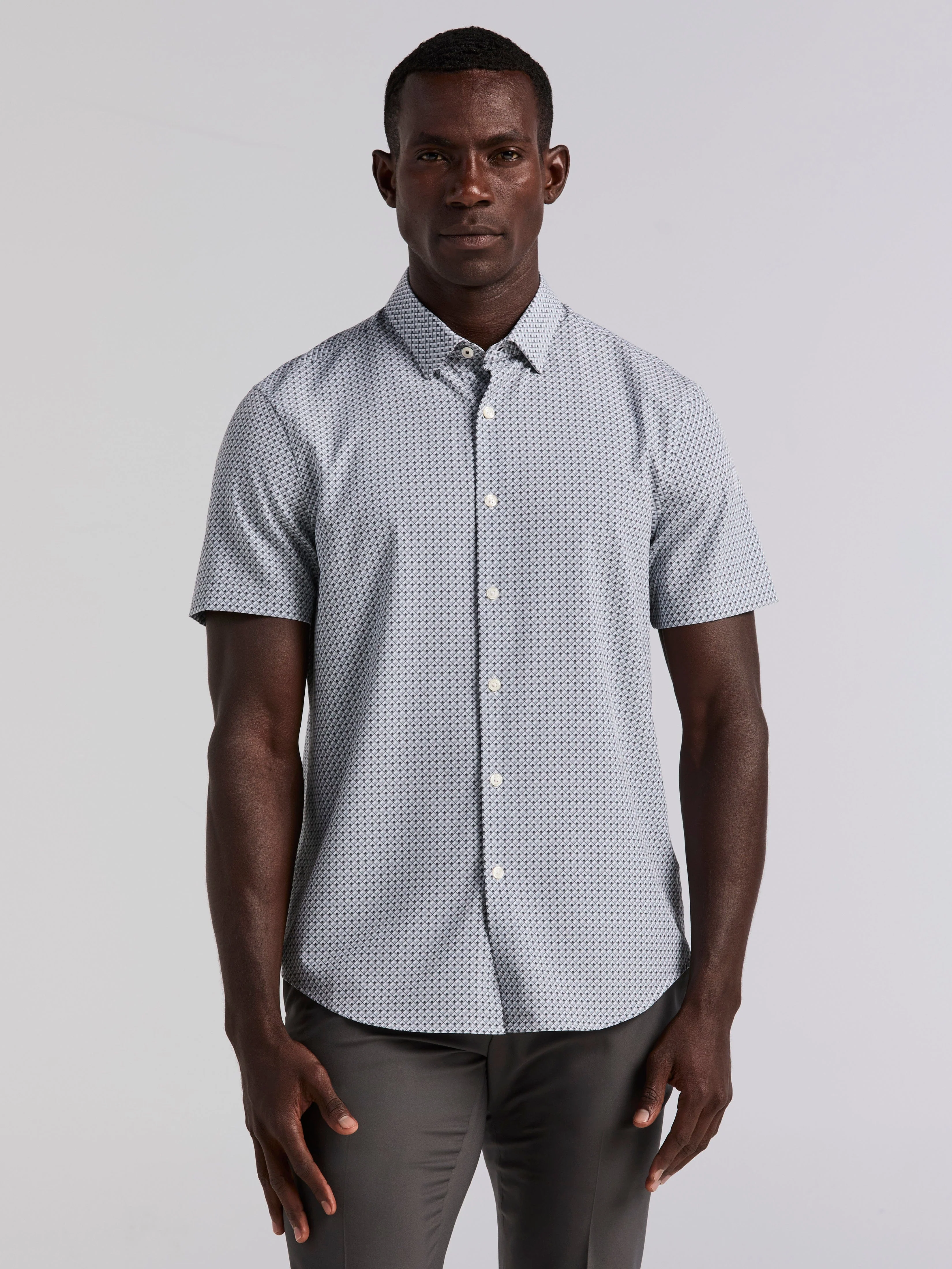 Slim Fit Cube Geometric Print Shirt - Image 10