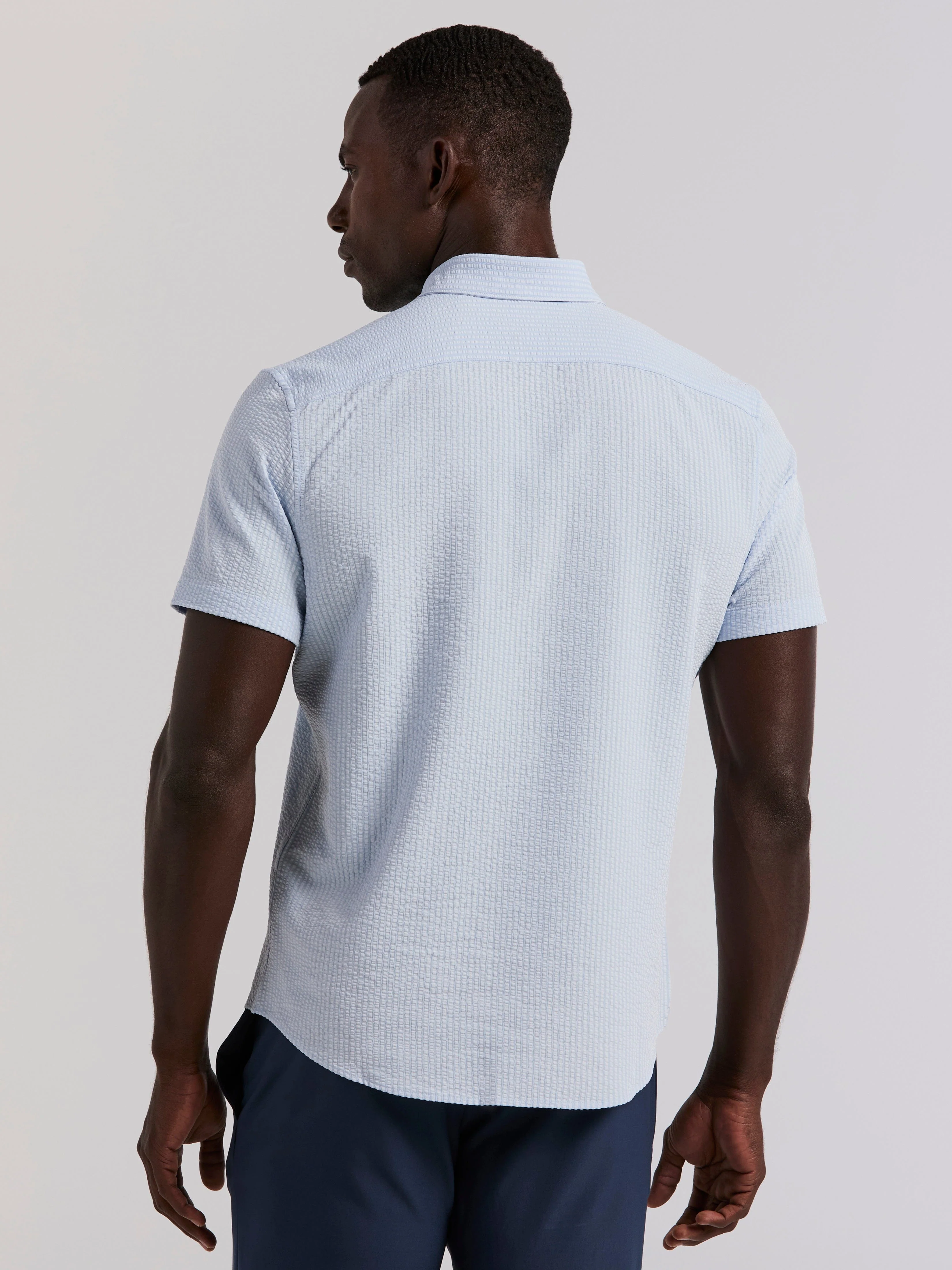 Stretch Seersucker Slim Fit Shirt - Image 7